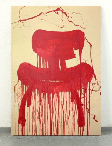 Картина под названием "Red chair 3" - Rosi Roys, Подлинное произведение искусства, Акрил