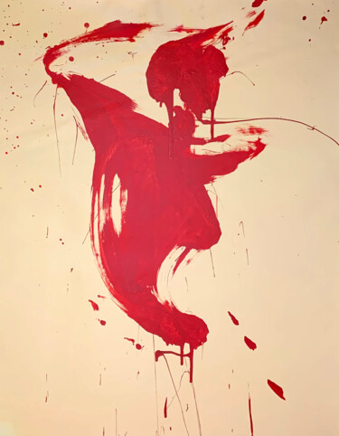 Peinture intitulée "Red hieroglyph 3" par Rosi Roys, Œuvre d'art originale, Acrylique