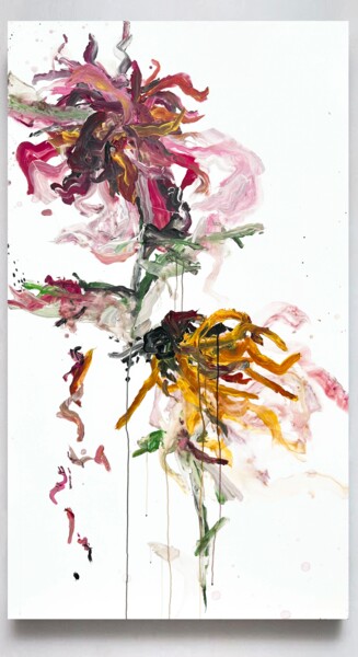 Malerei mit dem Titel "Flower field 2" von Rosi Roys, Original-Kunstwerk, Acryl