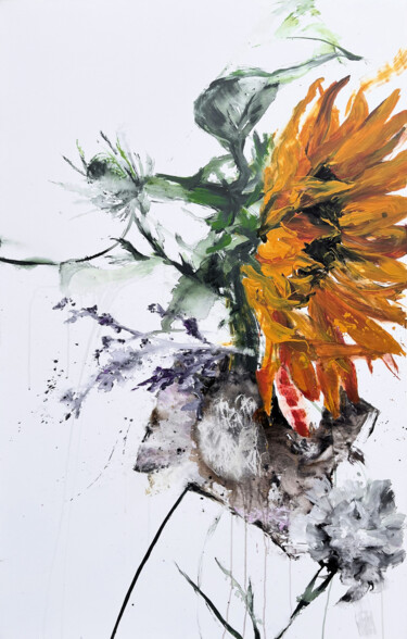 Картина под названием "Sunflower 7" - Rosi Roys, Подлинное произведение искусства, Акрил