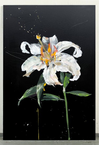 Painting titled "Lily flower" by Rosi Roys, Original Artwork, Acrylic