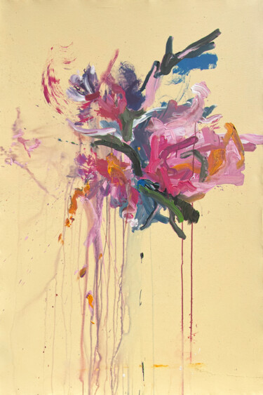 Painting titled "Minimalistic flower…" by Rosi Roys, Original Artwork, Acrylic
