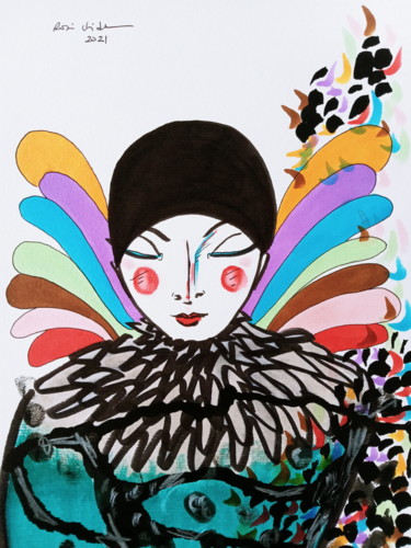Schilderij getiteld "Siouxie" door Rosi Vidal, Origineel Kunstwerk, Marker