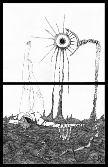 Dibujo titulada "buio omega" por Rossella Mercedes, Obra de arte original, Pluma de gel