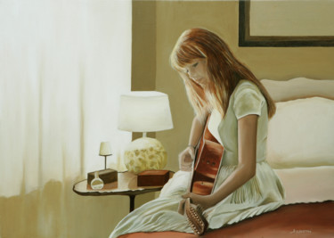 Peinture intitulée "Alla chitarra 70x50" par Rossella Buscemi, Œuvre d'art originale, Huile