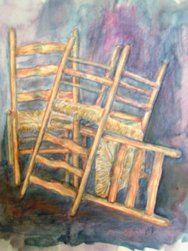 Peinture intitulée "Les chaises paillées" par Michèle Rossetto, Œuvre d'art originale