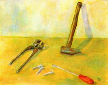 Peinture intitulée "Les outils" par Michèle Rossetto, Œuvre d'art originale