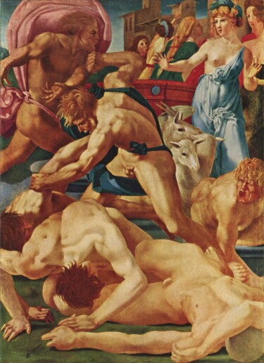 Painting titled "Moïse défend les fi…" by Rosso Fiorentino, Original Artwork, Oil