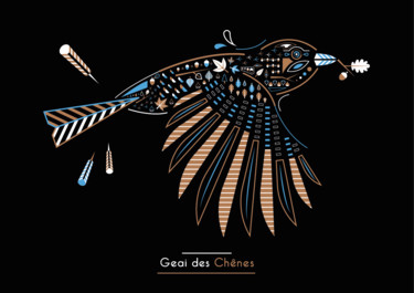 Arte digitale intitolato "Geai des Chênes" da Thibaud Metras, Opera d'arte originale, Lavoro digitale 2D