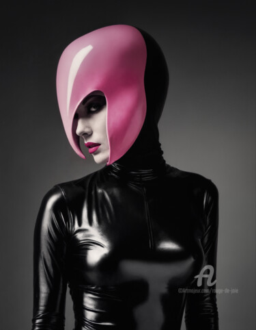 「Latex Masquerade I」というタイトルのデジタルアーツ Rouge De Joieによって, オリジナルのアートワーク, AI生成画像