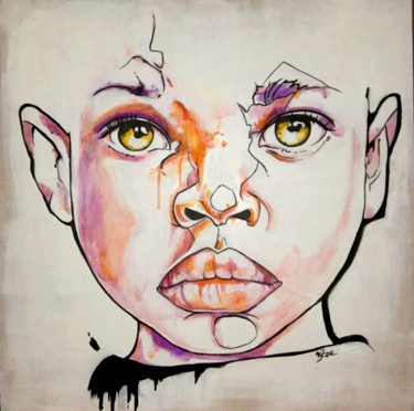 Painting titled "Pour l'enfant" by Nikou, Original Artwork, Acrylic