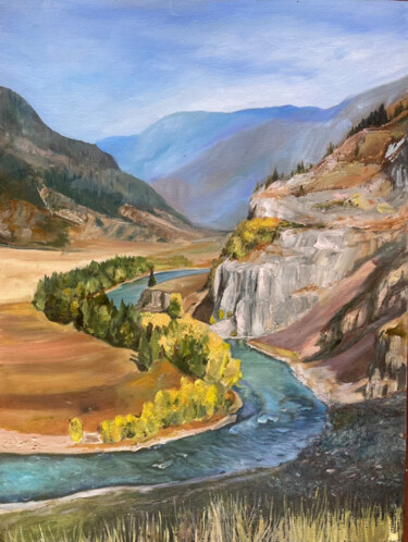 Pittura intitolato "Autumn Altai" da Rozalia Shepeleva, Opera d'arte originale, Olio