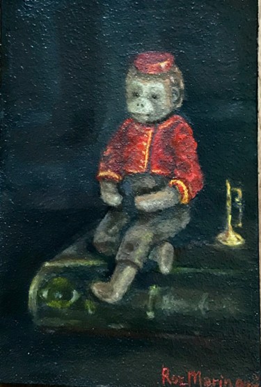 Painting titled "circus monkey" by Marina Deryagina, Original Artwork, Oil