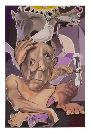 Schilderij getiteld "Clin d’œil, Picasso" door Richard Routin, Origineel Kunstwerk, Acryl