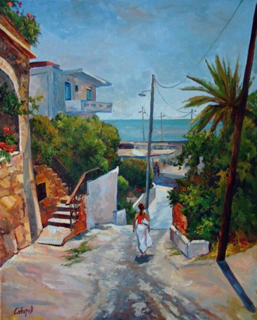 Painting titled "Way to the Sea. Cha…" by Ruslan Sabirov, Original Artwork, Oil
