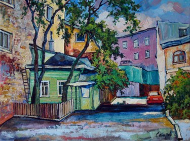 Картина под названием "The Annexe (Courtya…" - Ruslan Sabirov, Подлинное произведение искусства, Масло Установлен на Деревян…