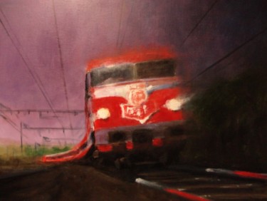 Pittura intitolato "tren en movimiento" da Ruben Badia, Opera d'arte originale, Altro