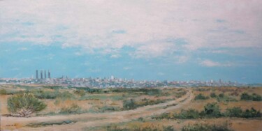 Painting titled "Paisaje de Madrid y…" by Rubén De Luis, Original Artwork, Oil