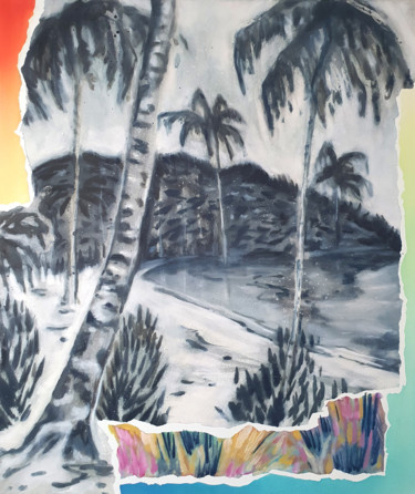 Malerei mit dem Titel ""The Island"" von Rudi Cotroneo, Original-Kunstwerk, Öl