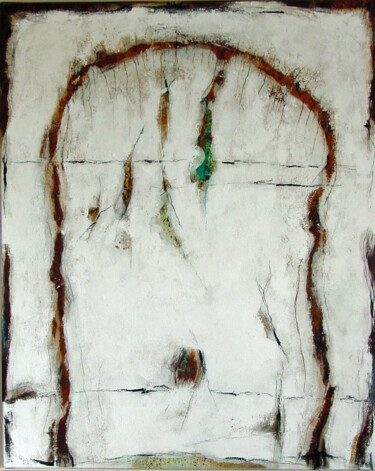 Painting titled "White Oxidation / O…" by Rudi Eckerle, Original Artwork, Pigments