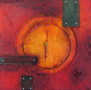 Schilderij getiteld "Rot Im Kreis / Orig…" door Rudi Eckerle, Origineel Kunstwerk, pigmenten