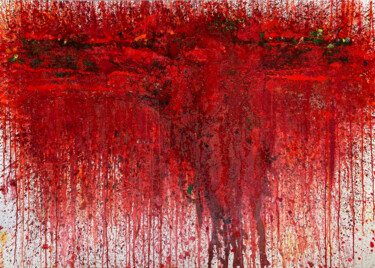 Schilderij getiteld "Rot Energie / Origi…" door Rudi Eckerle, Origineel Kunstwerk, Acryl