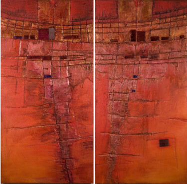 Malerei mit dem Titel "Rot - Struktur Orig…" von Rudi Eckerle, Original-Kunstwerk, Pigmente