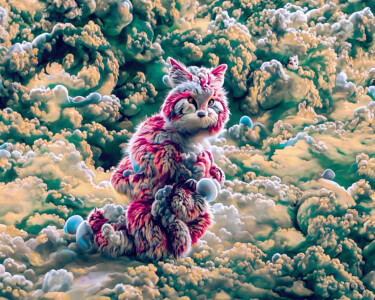 Digital Arts με τίτλο "Cat in Clouds No.3" από Rüdiger Geisler, Αυθεντικά έργα τέχνης, Ψηφιακή ζωγραφική