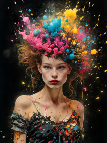 Digitale Kunst mit dem Titel "up in colors 02" von Rüdiger Geisler, Original-Kunstwerk, Fotomontage