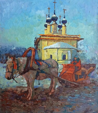 Painting titled "Лошадка" by Mikhail Rudnik, Original Artwork, Oil