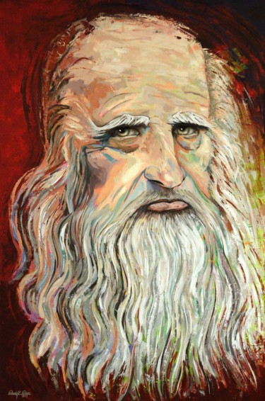 Peinture intitulée "Leonardo da Vinci" par Rudolf Rox, Œuvre d'art originale, Acrylique