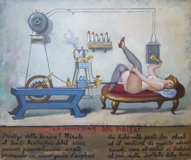 Malerei mit dem Titel "LA MACCHINA DEL PIA…" von Ruggero Zamponi, Original-Kunstwerk, Öl