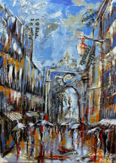 Painting titled "Rua Augusta" by Rui Carruço, Original Artwork, Acrylic