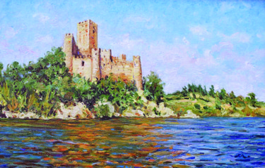 Pintura intitulada "Castelo de Almourol…" por Rui Albuquerque, Obras de arte originais, Óleo