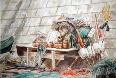 Pintura intitulada "Apetrechos de Pesca…" por Rui Albuquerque, Obras de arte originais