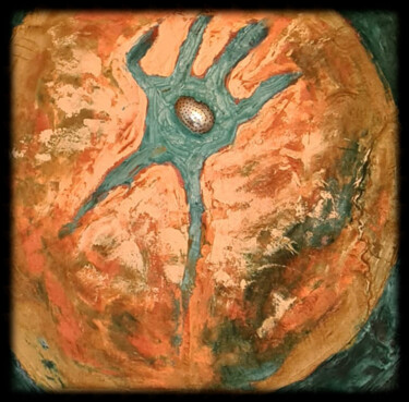 Painting titled "Hand" by Ruiz, Original Artwork, Acrylic Mounted on Wood Panel