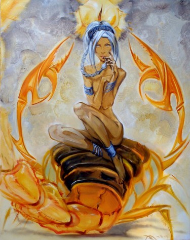 Painting titled "Scorpio" by Rumen Dimitrov, Original Artwork, Oil