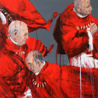 Pintura titulada "il-kardinali II" por Rupert Cefai, Obra de arte original, Acrílico Montado en Panel de madera