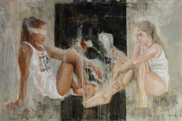 제목이 "Jus & Pru (Justice…"인 미술작품 Rupert Cefai로, 원작, 기름 나무 들것 프레임에 장착됨