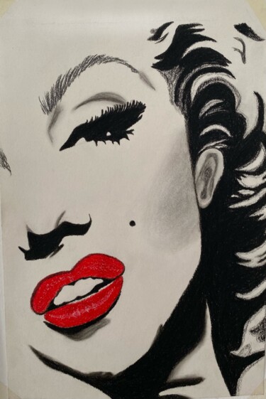 Painting titled "Untitled #1" by Ruqaya Alzaidy, Original Artwork, Charcoal