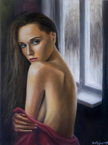Malarstwo zatytułowany „Mysterious girl” autorstwa Ruslan Bielian, Oryginalna praca, Olej