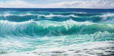Картина под названием "Ocean, wonderful oc…" - Ruslan Bielian, Подлинное произведение искусства, Масло
