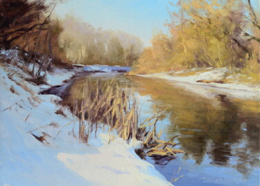 Ζωγραφική με τίτλο "Теплая зима" από Ruslan Kiprych, Αυθεντικά έργα τέχνης, Λάδι