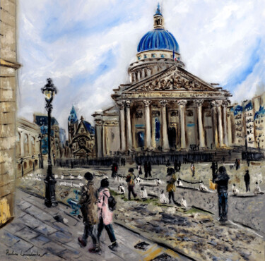 Картина под названием "Place du Pantheon,…" - Ruslana Levandovska, Подлинное произведение искусства, Масло Установлен на Дер…