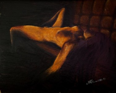 Painting titled "Nudo di donna su ca…" by Michele Russolillo, Original Artwork, Oil