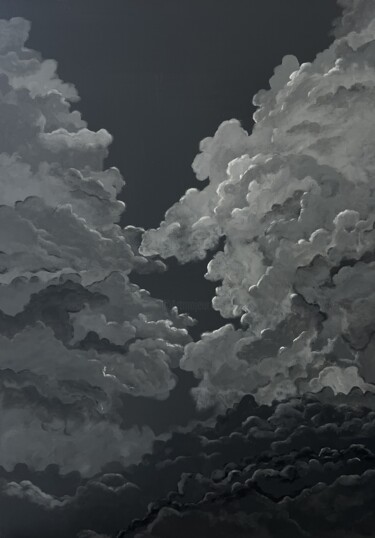 Painting titled "Entre nubes" by Rut Alvarez, Original Artwork, Acrylic