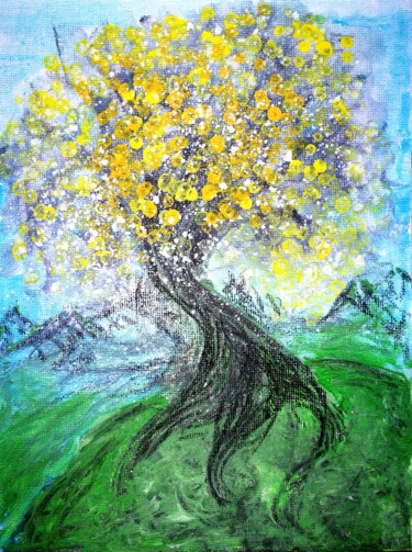 Картина под названием "Blossom" - Ruta Ba, Подлинное произведение искусства, Акрил Установлен на картон