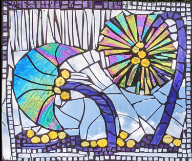 "Palms at Night" başlıklı Heykel Ruta Sevo tarafından, Orijinal sanat, Mozaik
