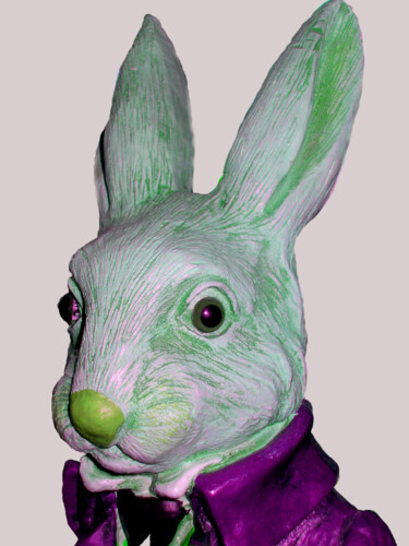Digitale Kunst mit dem Titel "white-rabbit-head-p…" von Ruta Sevo, Original-Kunstwerk