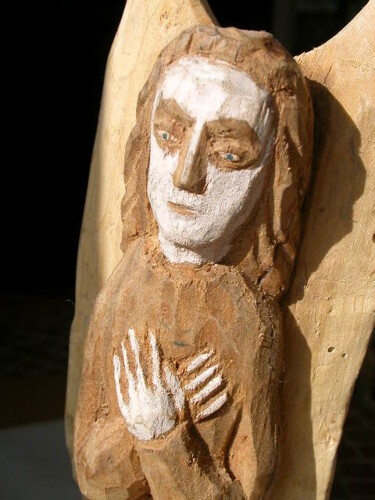 Arte digitale intitolato "wooden-angel-of-sor…" da Ruta Sevo, Opera d'arte originale